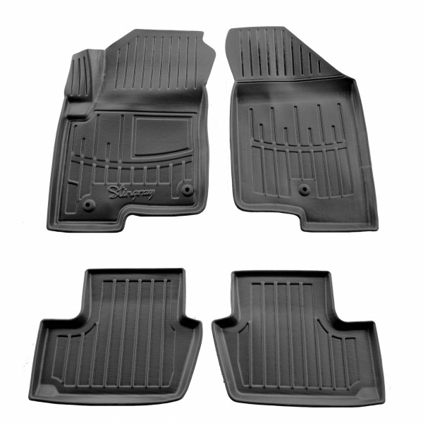 Gumijas 3D paklājiņi JEEP Compass 2006-2016g., 4 pc. (2 clips on FL) / melna / 5046094 / ar paaugstinātām malām