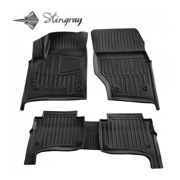 Gumijas 3D paklājiņi VOLKSWAGEN Touareg I 7L 2002-2010g., 5 pc. / melna / 5024325 / ar paaugstinātām malām