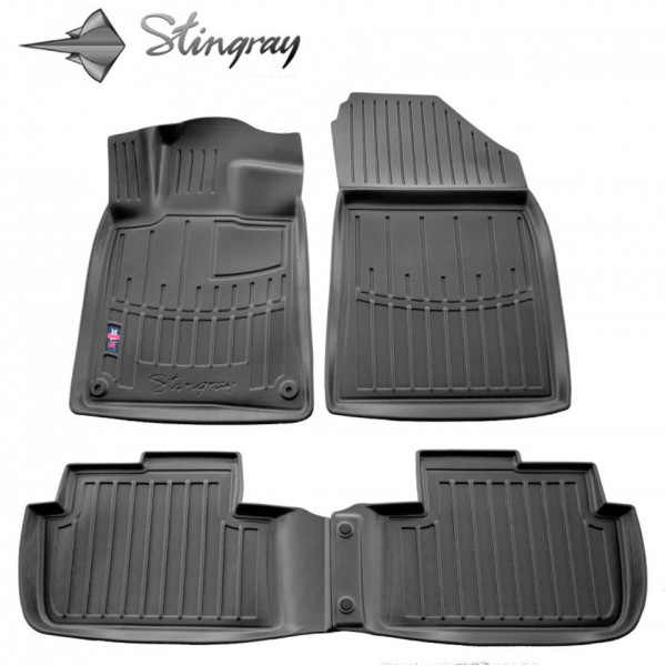 Gumijas 3D paklājiņi PEUGEOT 407 2004-2011g., 4 pc. / melna / 5016134 / ar paaugstinātām malām