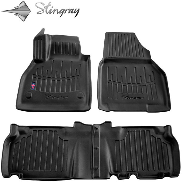 Gumijas 3D paklājiņi RENAULT Kangoo II 2008-2020g., 4gab. / melna / 5018114 / ar paaugstinātām malām