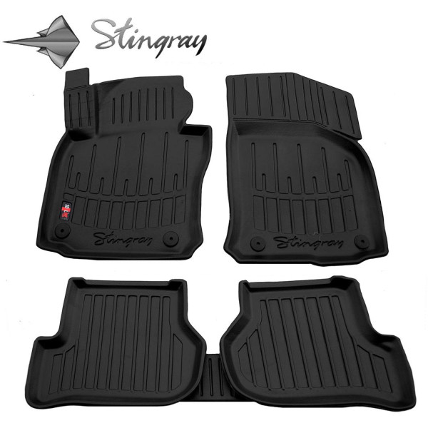 Gumijas 3D paklājiņi SEAT Leon II 1P 2005–2012, 5gab. / melna / 5020045 / ar paaugstinātām malām