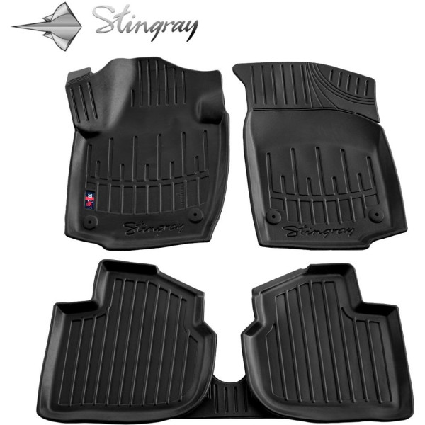 Gumijas 3D paklājiņi SEAT Toledo IV 2012-2019g., 5gab. / melna / 5020035 / ar paaugstinātām malām