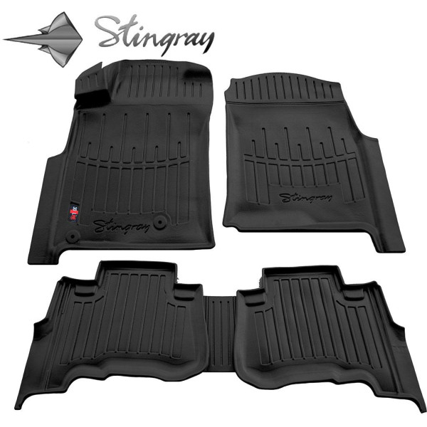 Gumijas 3D paklājiņi TOYOTA Land Cruiser Prado J120 2002-2009g., 5gab. / melna / 5022095 / ar paaugstinātām malām