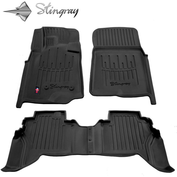 Gumijas 3D paklājiņi MITSUBISHI Pajero IV V80 2006-2021g., 4gab. / melna / 5013034 / ar paaugstinātām malām