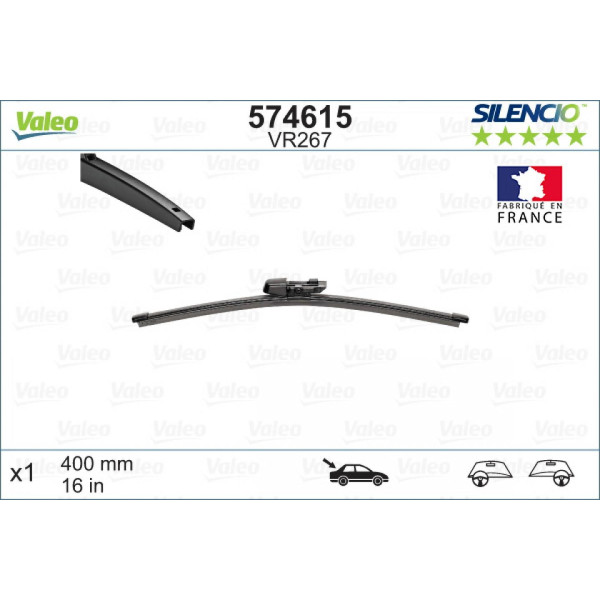 Aizmugures tīrītājs Valeo Silencio Rear VR267, 400 mm