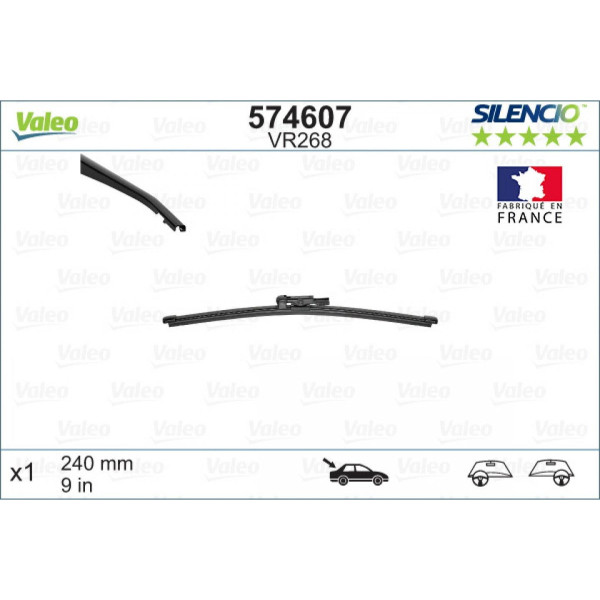 Aizmugures tīrītājs Valeo Silencio Rear VR268, 240 mm