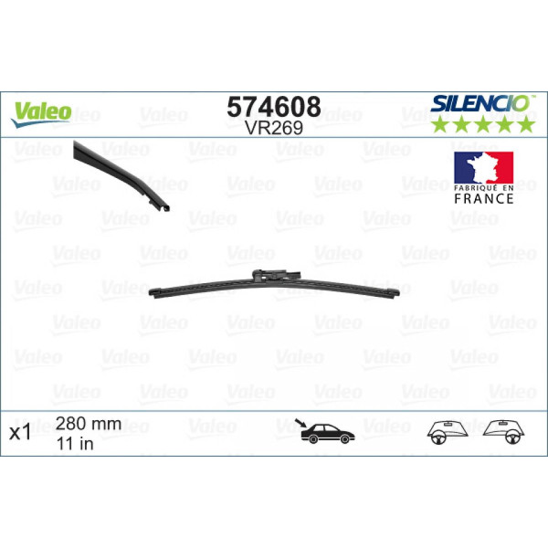 Aizmugures tīrītājs Valeo Silencio Rear VR269, 280 mm