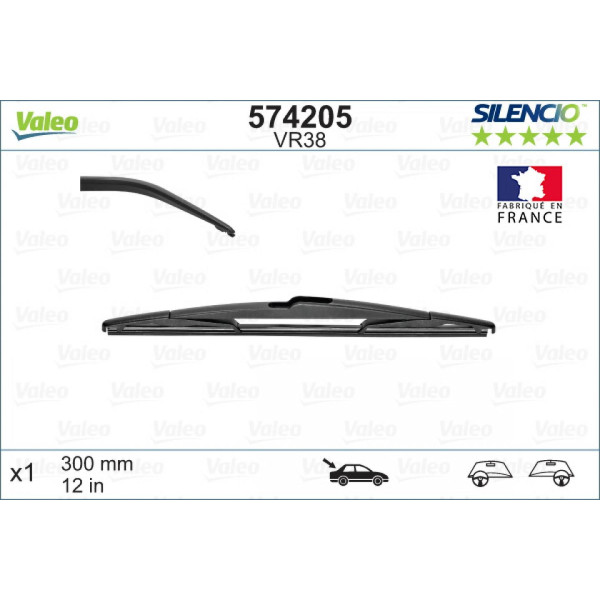 Aizmugures tīrītājs Valeo Silencio Rear VR38, 300 mm