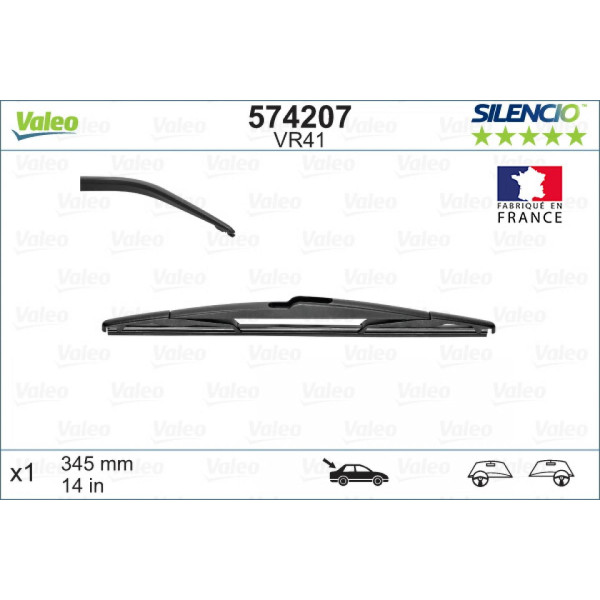 Aizmugures tīrītājs Valeo Silencio Rear VR41, 345 mm