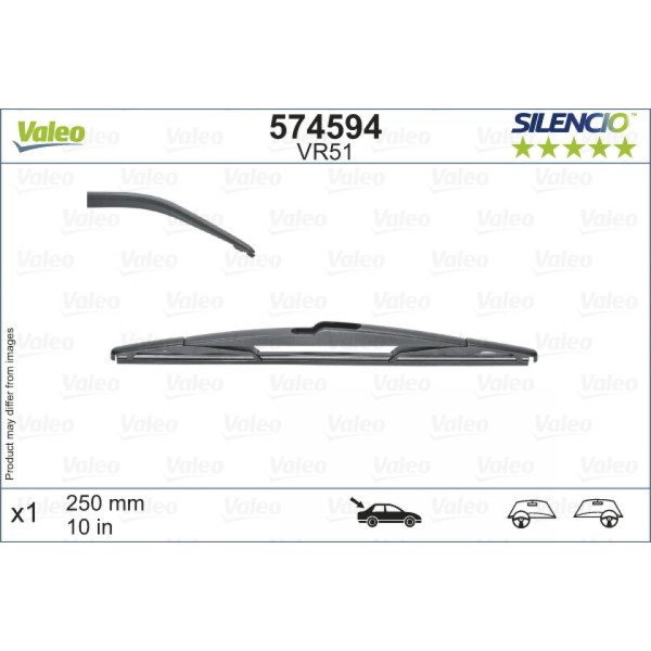 Aizmugures tīrītājs Valeo Silencio Rear VR51, 250 mm