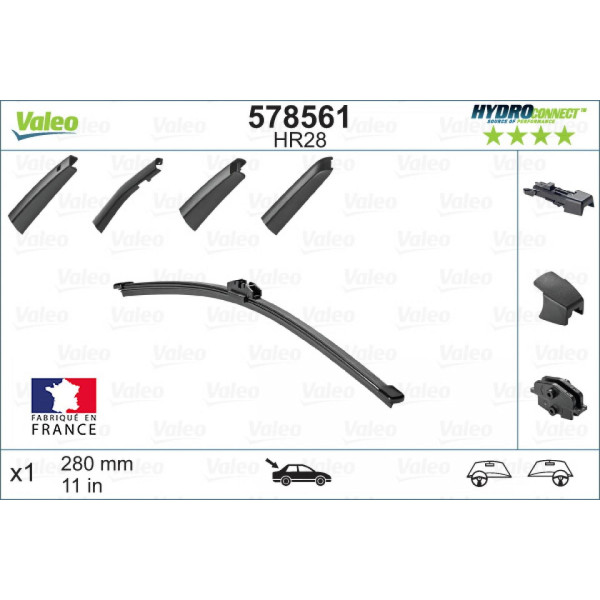 Aizmugures tīrītājs Valeo HydroConnect HR28, 280 mm