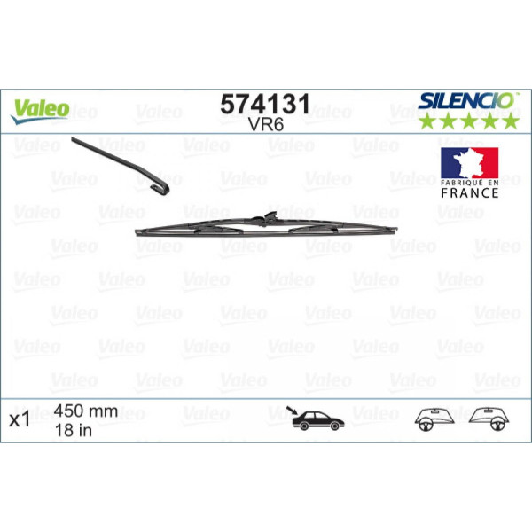 Aizmugures tīrītājs Valeo Silencio Performance VR6, 450 mm