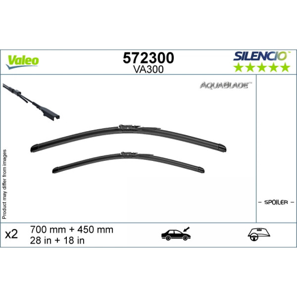 Tīrītāju komplekts Valeo Aquablade VA300, 700/450 mm