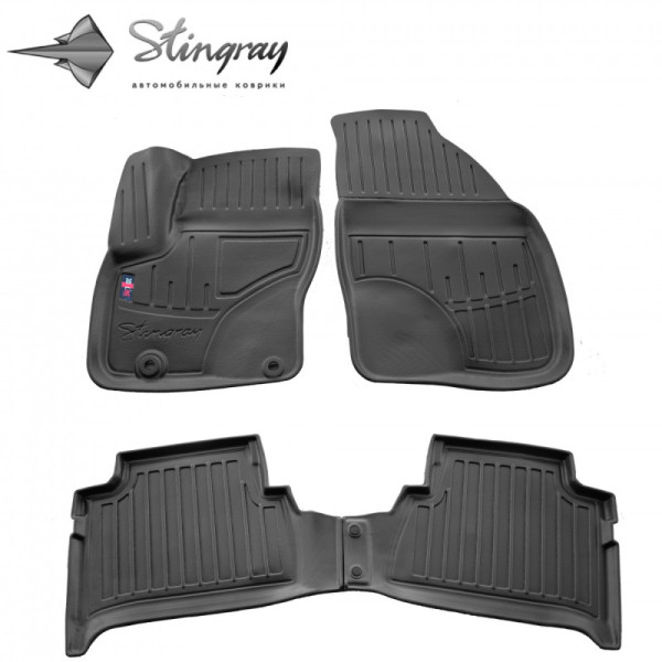 Gumijas 3D paklājiņi FORD C-Max 2003-2010g., 4gab. / melna / 5007114 / ar paaugstinātām malām