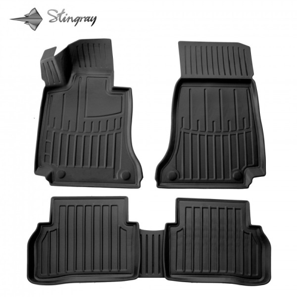 Gumijas 3D paklājiņi MERCEDES BENZ W205 C 2014-2021g., 5 pc. / melna / 5012135 / ar paaugstinātām malām