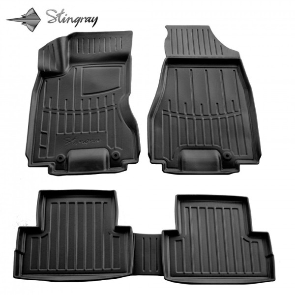 Gumijas 3D paklājiņi NISSAN X-Trail T31 2007-2014g., 5 pc. / melna / 5014145 / ar paaugstinātām malām