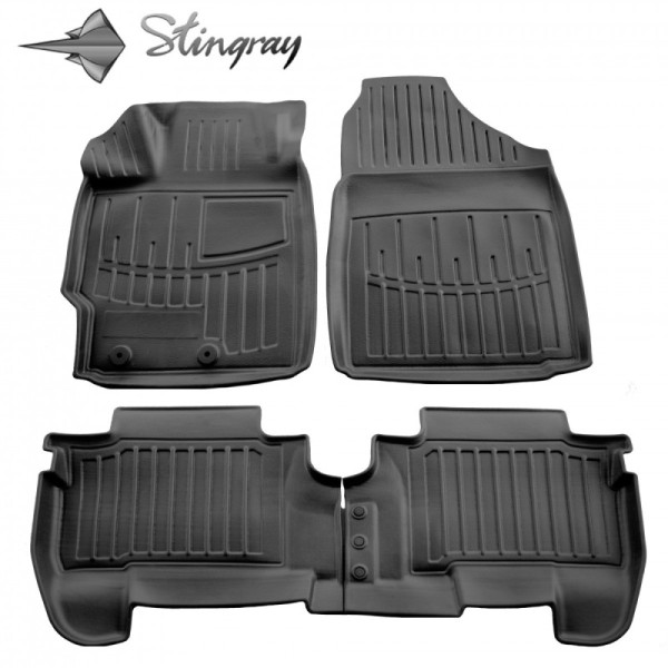 Gumijas 3D paklājiņi TOYOTA Yaris II XP9 2006-2011g., 4 pc. / melna / 5022274 / ar paaugstinātām malām